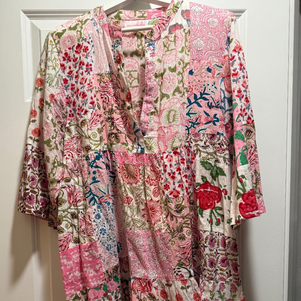 Mary Marshmallow Clare Tiered Mixed Floral Tiered Mini Dress M/L